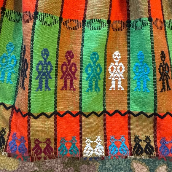Vtg 70s Guatamalan Embroidered Pleated Skirt Huipil Sz M Colorful Boho Peasant - Picture 4 of 5